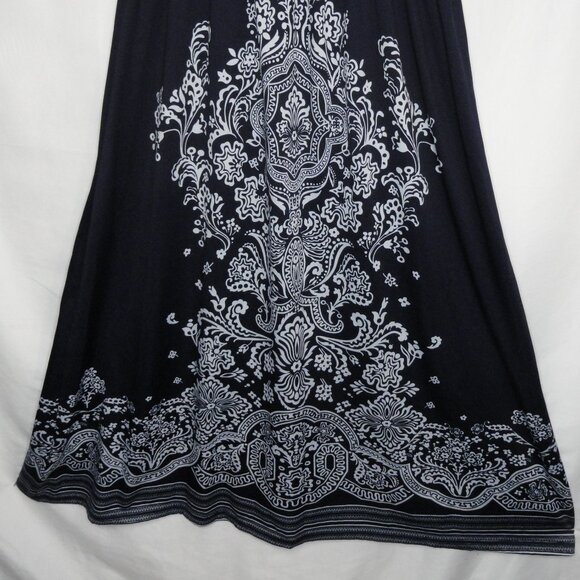 3 for $10 Maxi Skirt Navy Blue White Bohemian Design No Size Tag See Dimensions - Picture 2 of 6